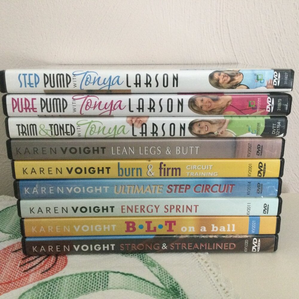 Bundle of 9 Karen Voight Tonya Larson Exercise Fitness Workout DVDs - Picture 2 of 2